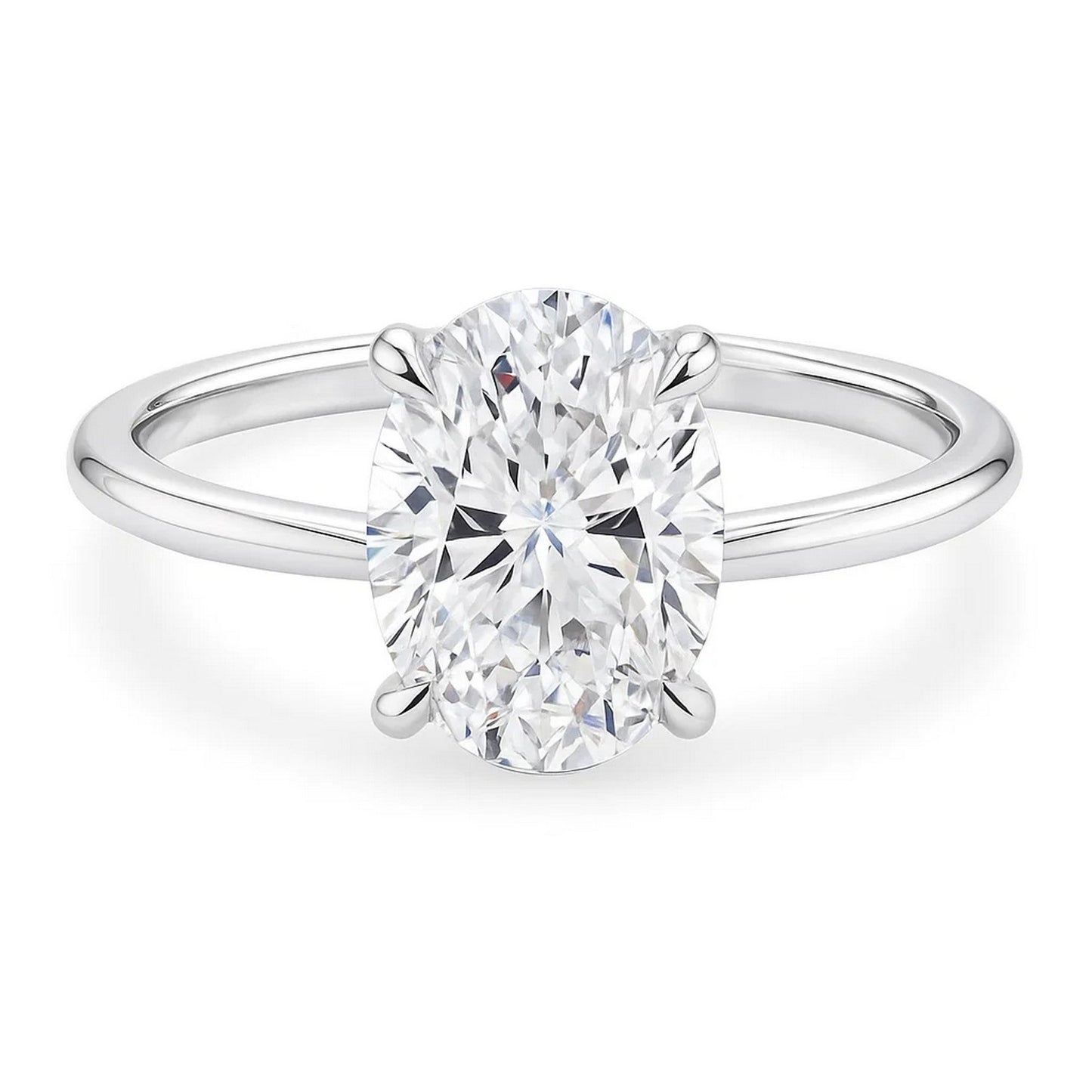 3 Carat Oval Lab-Grown Diamond Solitaire Ring | IGI Certified | 14K White Gold
