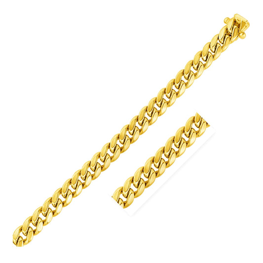 14K Yellow Gold Semi Solid Miami Cuban Chain Necklace (9.10mm) – True Pure Gold
