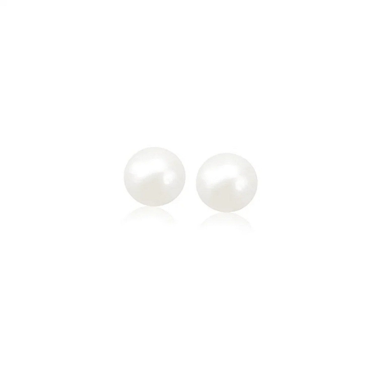 14K Yellow Gold Freshwater Cultured White Pearl Stud Earrings 4mm
