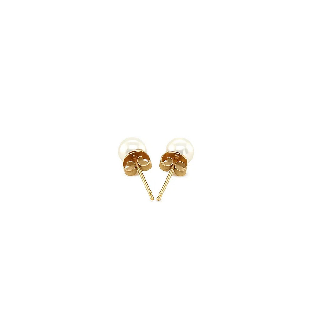 14K Yellow Gold Freshwater Cultured White Pearl Stud Earrings 4mm