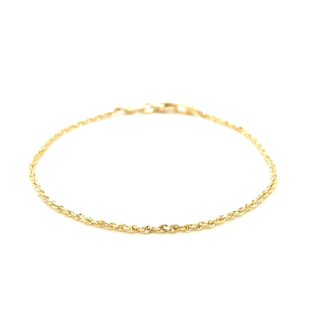 10K Yellow Gold Solid Diamond Cut Rope Bracelet (1.60mm)