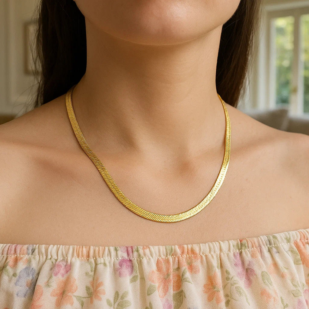14K Yellow Gold Super Flex Herringbone Chain 6.00mm | Statement Solid Gold