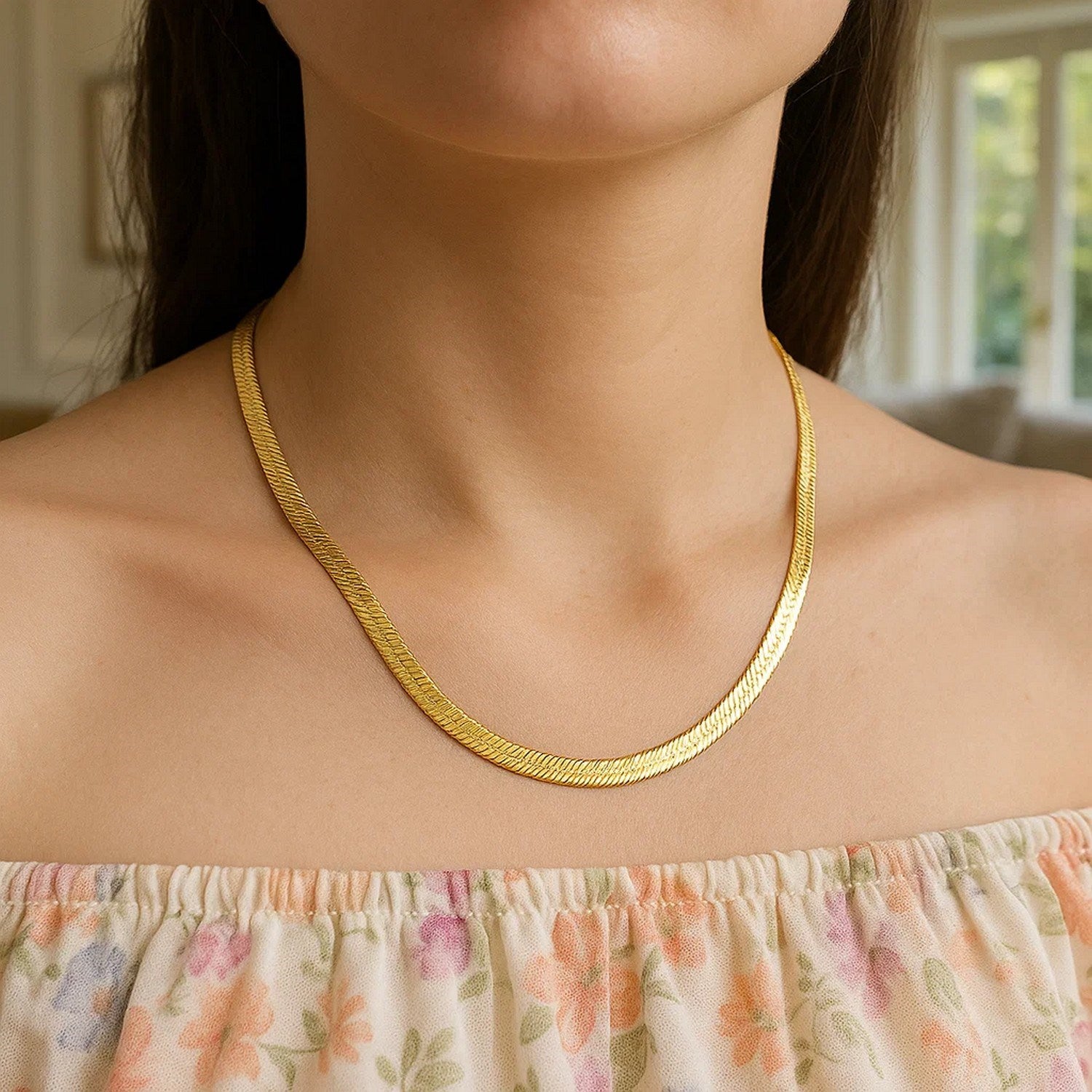 14K Yellow Gold Super Flex Herringbone Chain 6.00mm | Statement Solid Gold