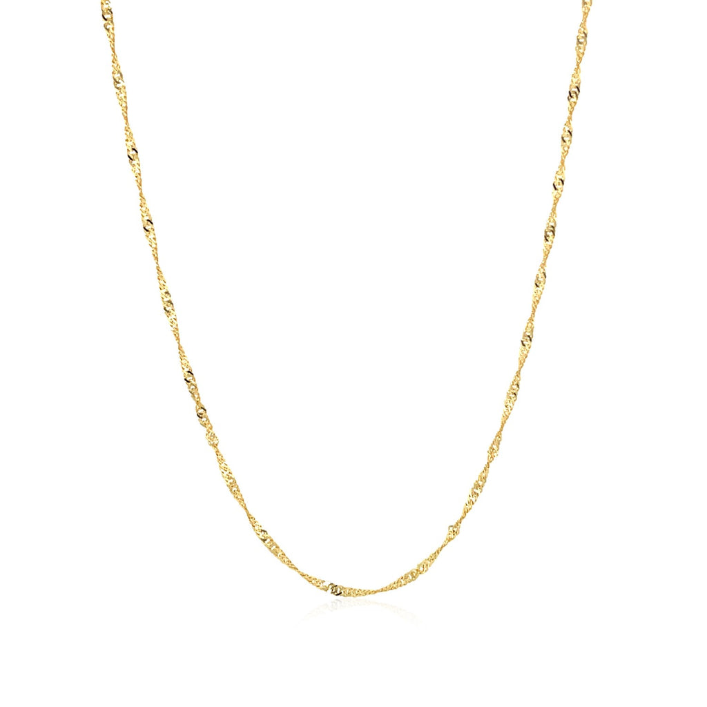 14K Yellow Gold Singapore Chain 1.30mm | Solid Gold, Lobster Clasp