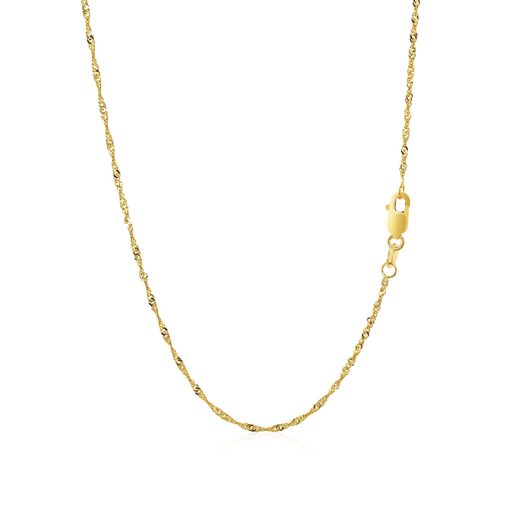 14K Yellow Gold Singapore Chain 1.30mm | Solid Gold, Lobster Clasp