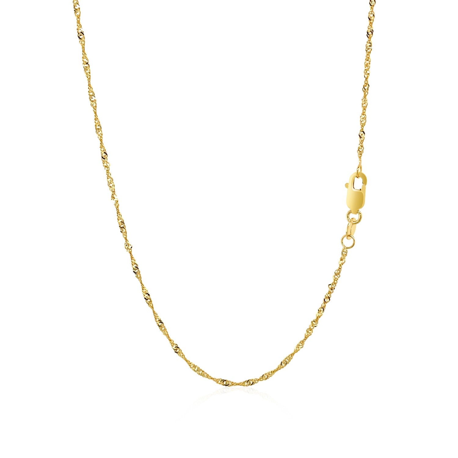 14K Yellow Gold Singapore Chain 1.30mm | Solid Gold, Lobster Clasp