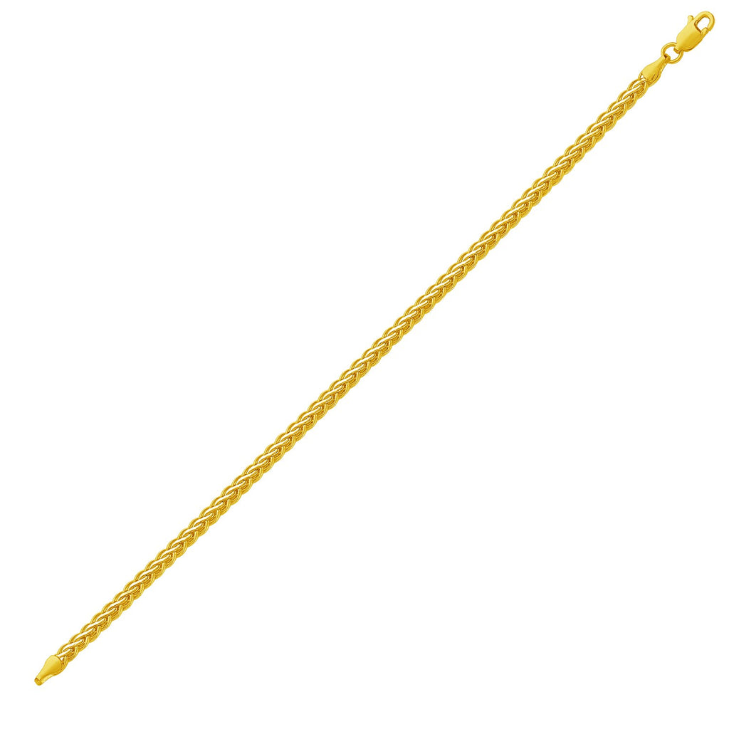 10K Yellow Gold Solid Wheat Chain Bracelet (3.00mm) | True Pure Gold
