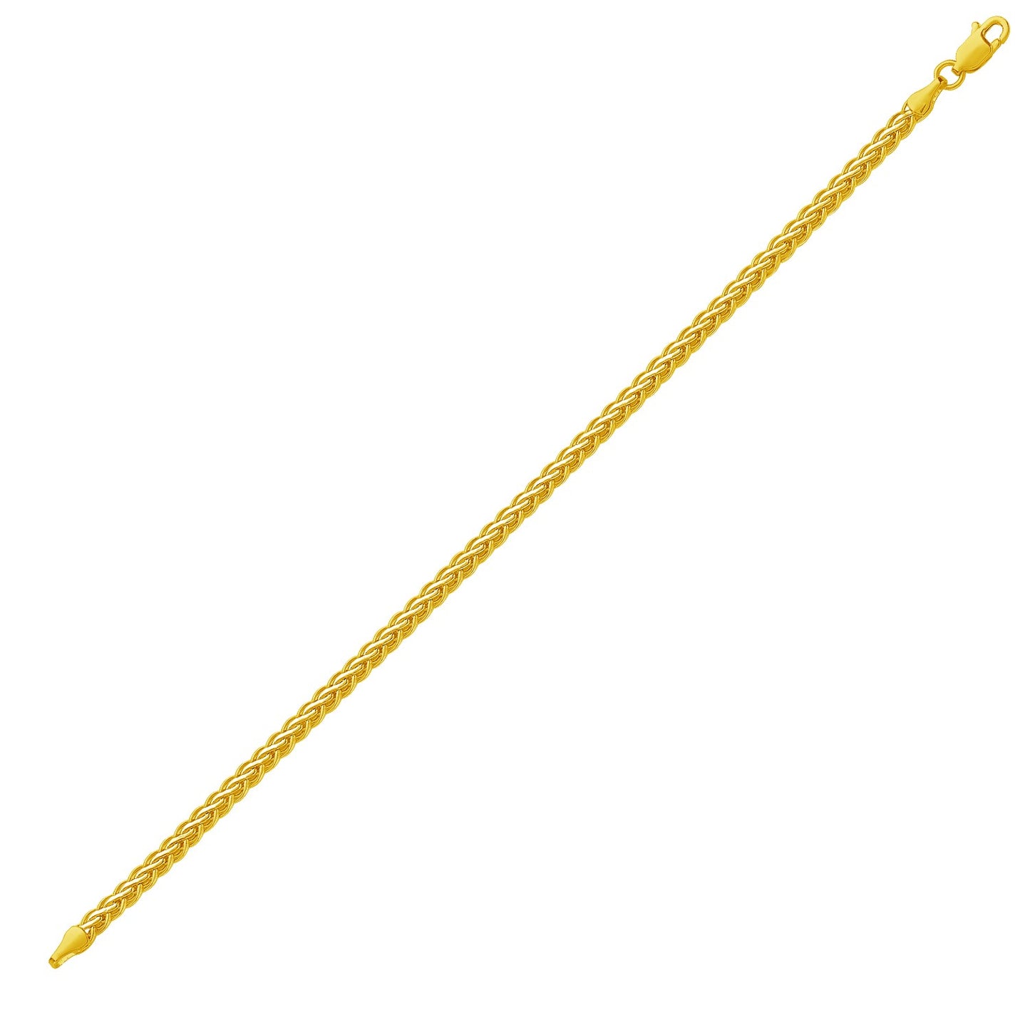10K Yellow Gold Solid Wheat Chain Bracelet (3.00mm) | True Pure Gold