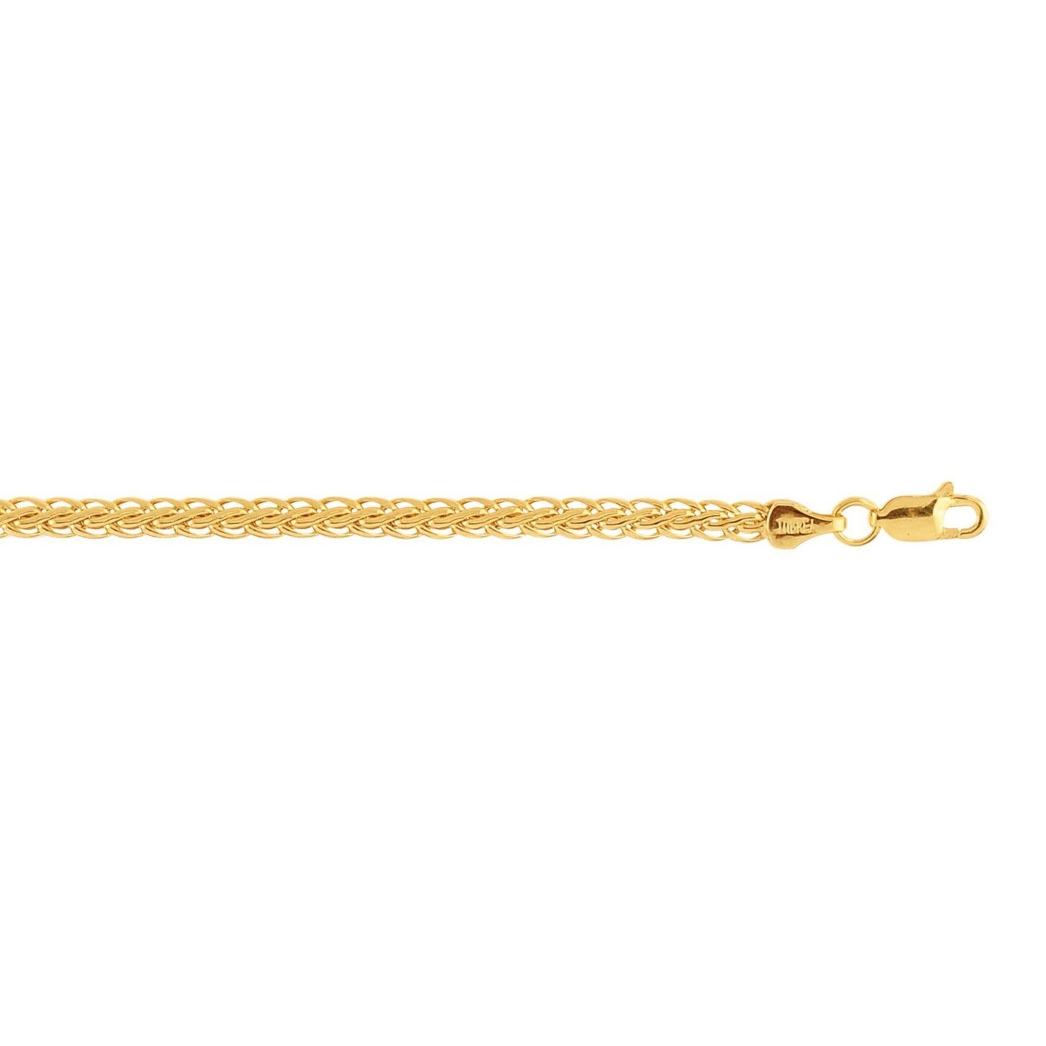 10K Yellow Gold Solid Wheat Chain Bracelet (3.00mm) | True Pure Gold