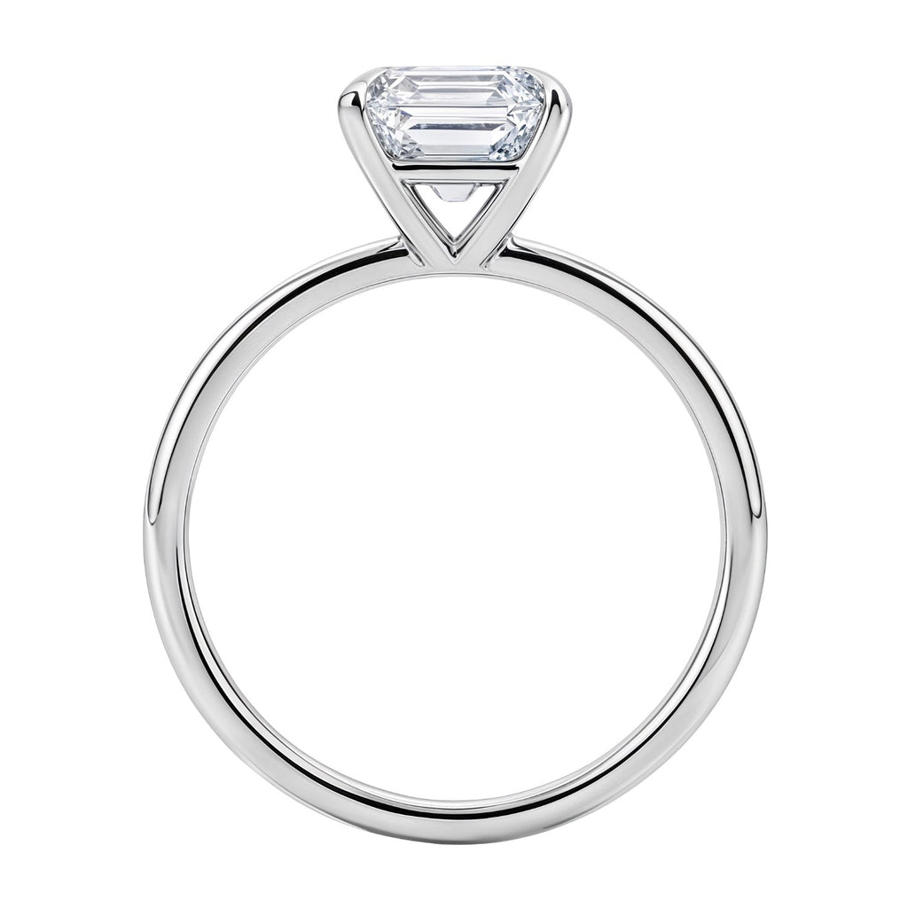 2 Carat Emerald Lab Grown IGI G/VS1 Diamond Solitaire Ring in 10K White Gold