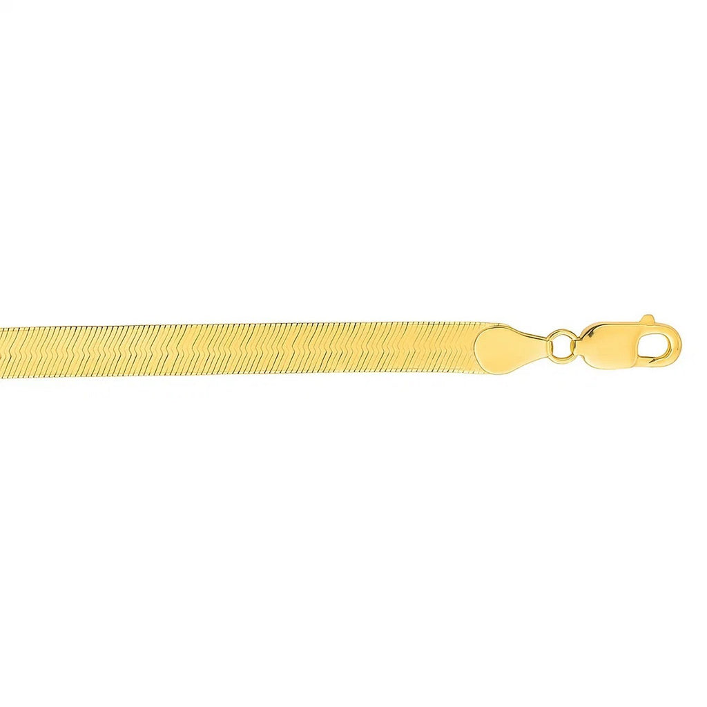 14K Yellow Gold Super Flex Herringbone Bracelet 6.00mm | Statement Solid Gold