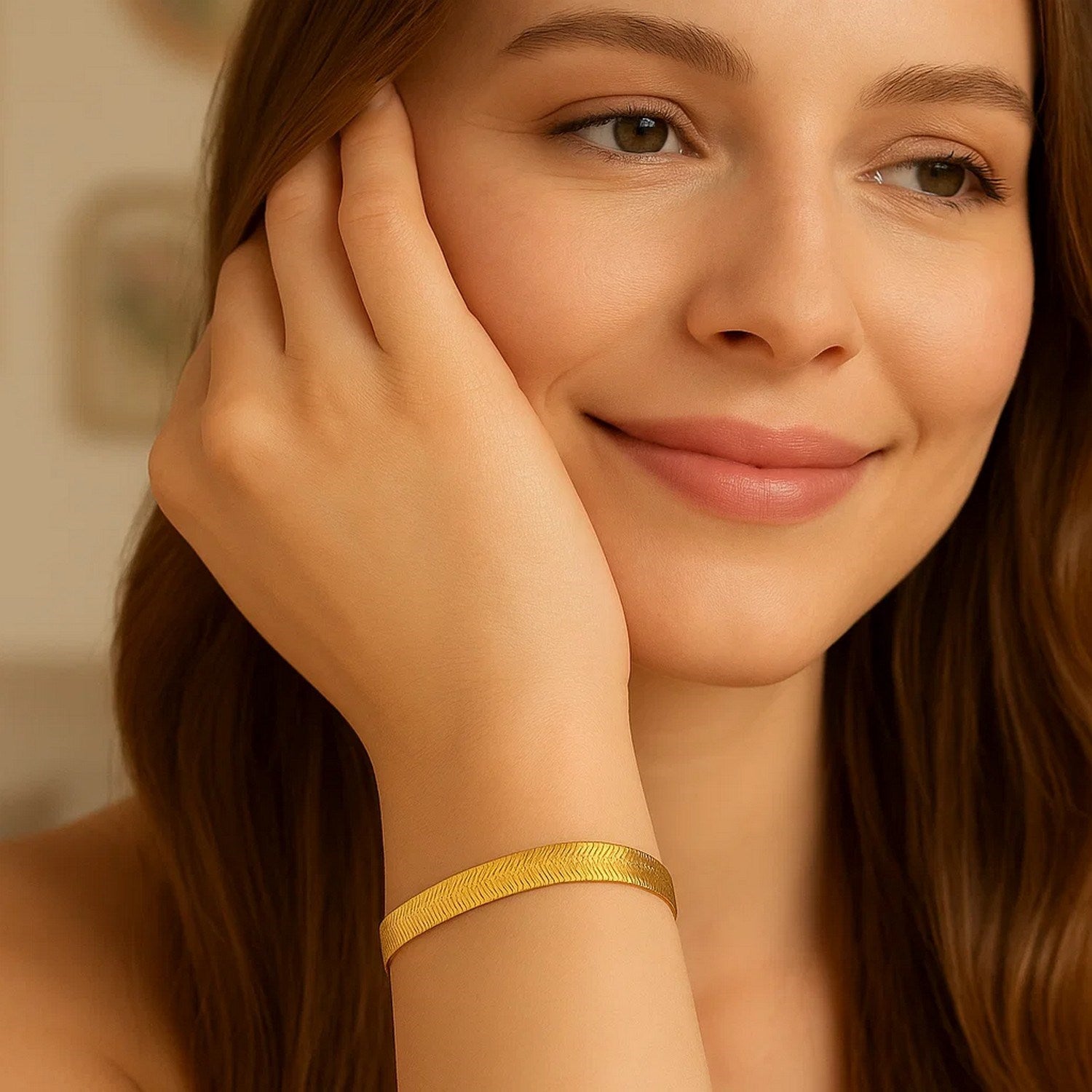 14K Yellow Gold Super Flex Herringbone Bracelet 6.00mm | Statement Solid Gold