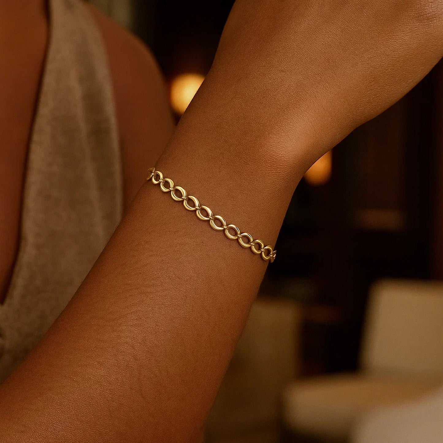 10K Yellow Gold Fancy Open Oval Link Bracelet