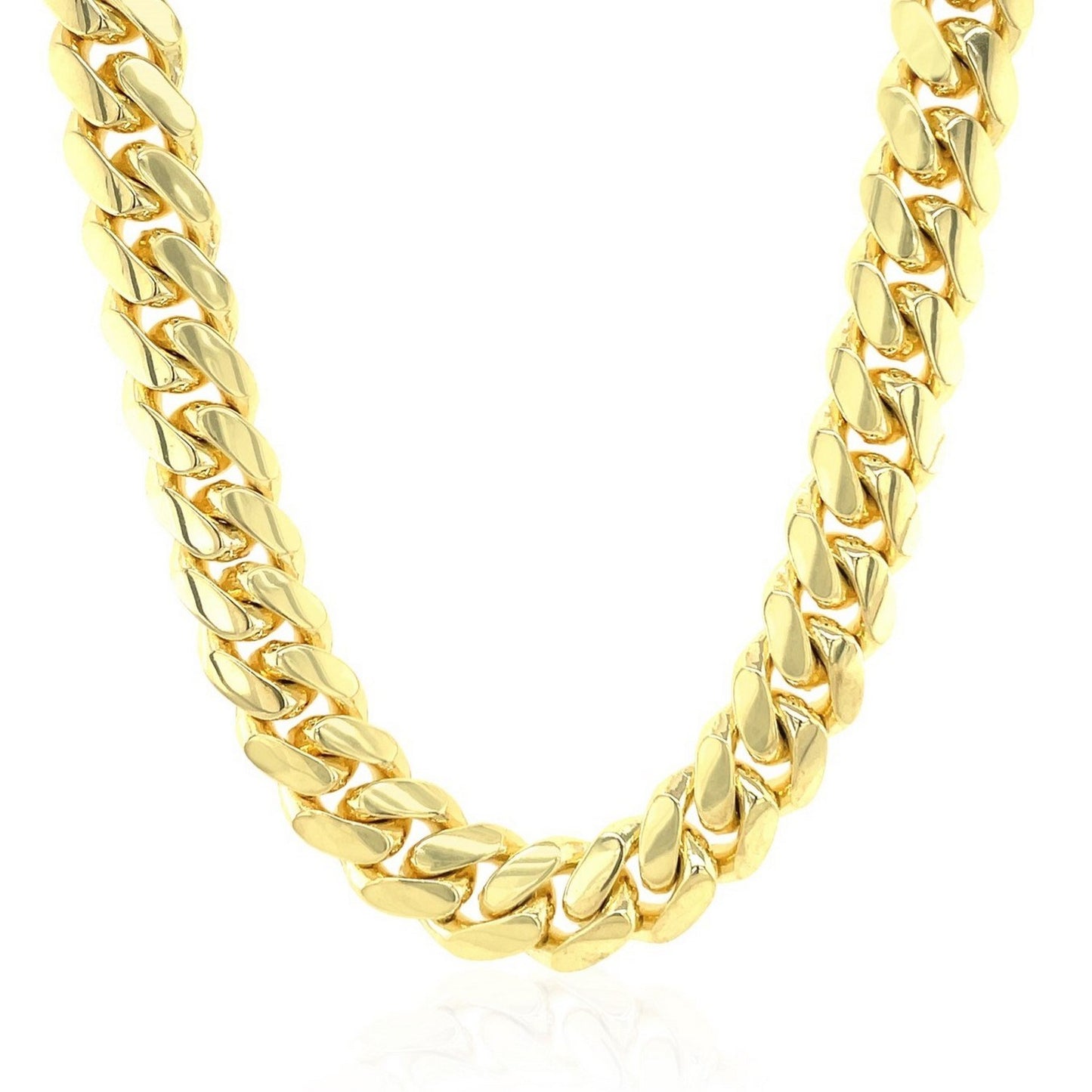 14K Yellow Gold Classic Solid Miami Cuban Chain Necklace (10.10mm) – True Pure Gold