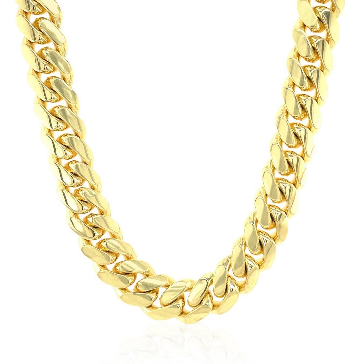 14K Yellow Gold Classic Solid Miami Cuban Chain Necklace (10.10mm) – True Pure Gold