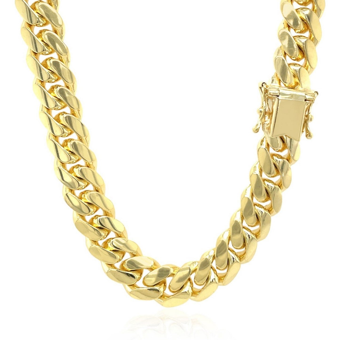 14K Yellow Gold Classic Solid Miami Cuban Chain Necklace (10.10mm) – True Pure Gold