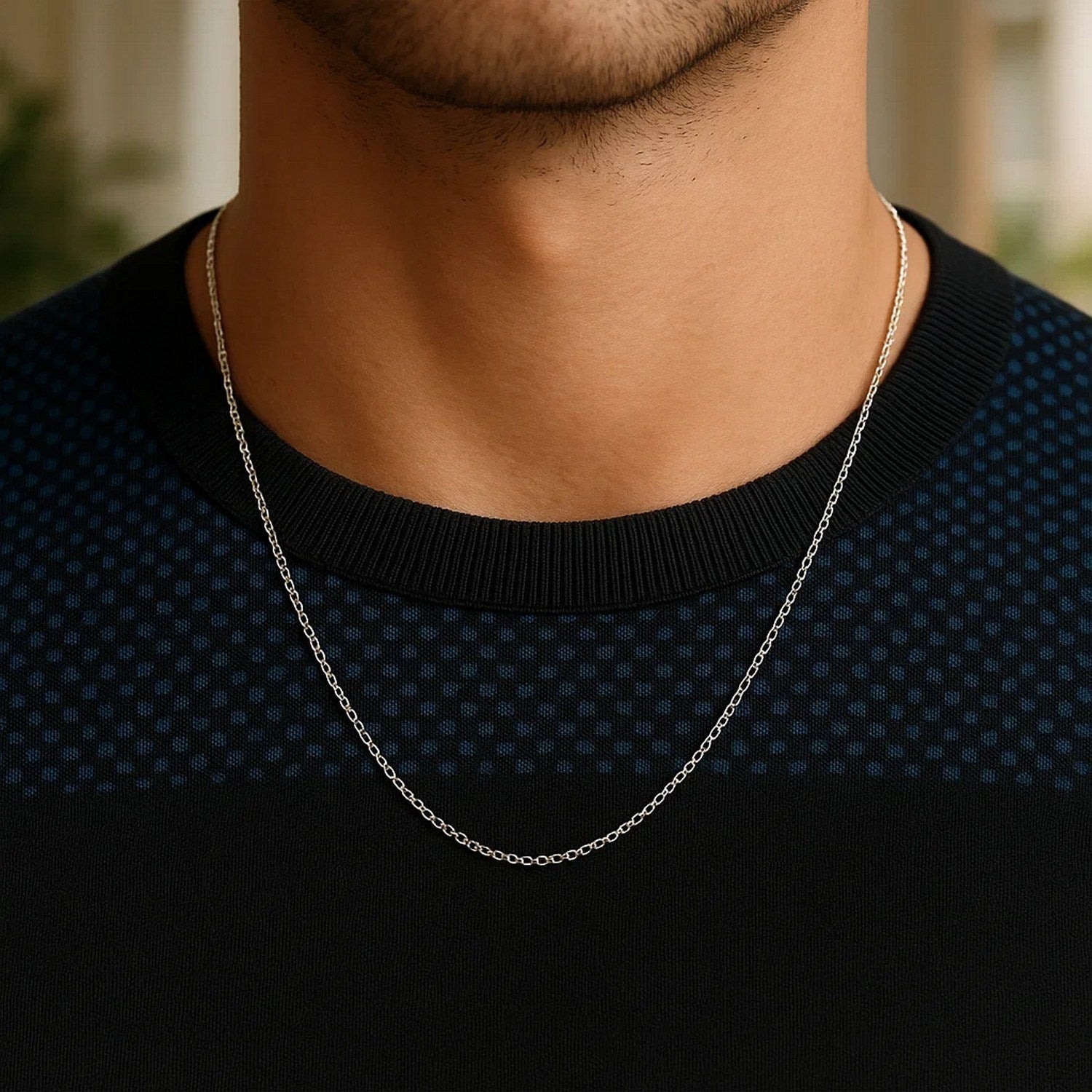 14K White Gold Diamond Cut Rolo Chain – 1.10mm, Solid Gold