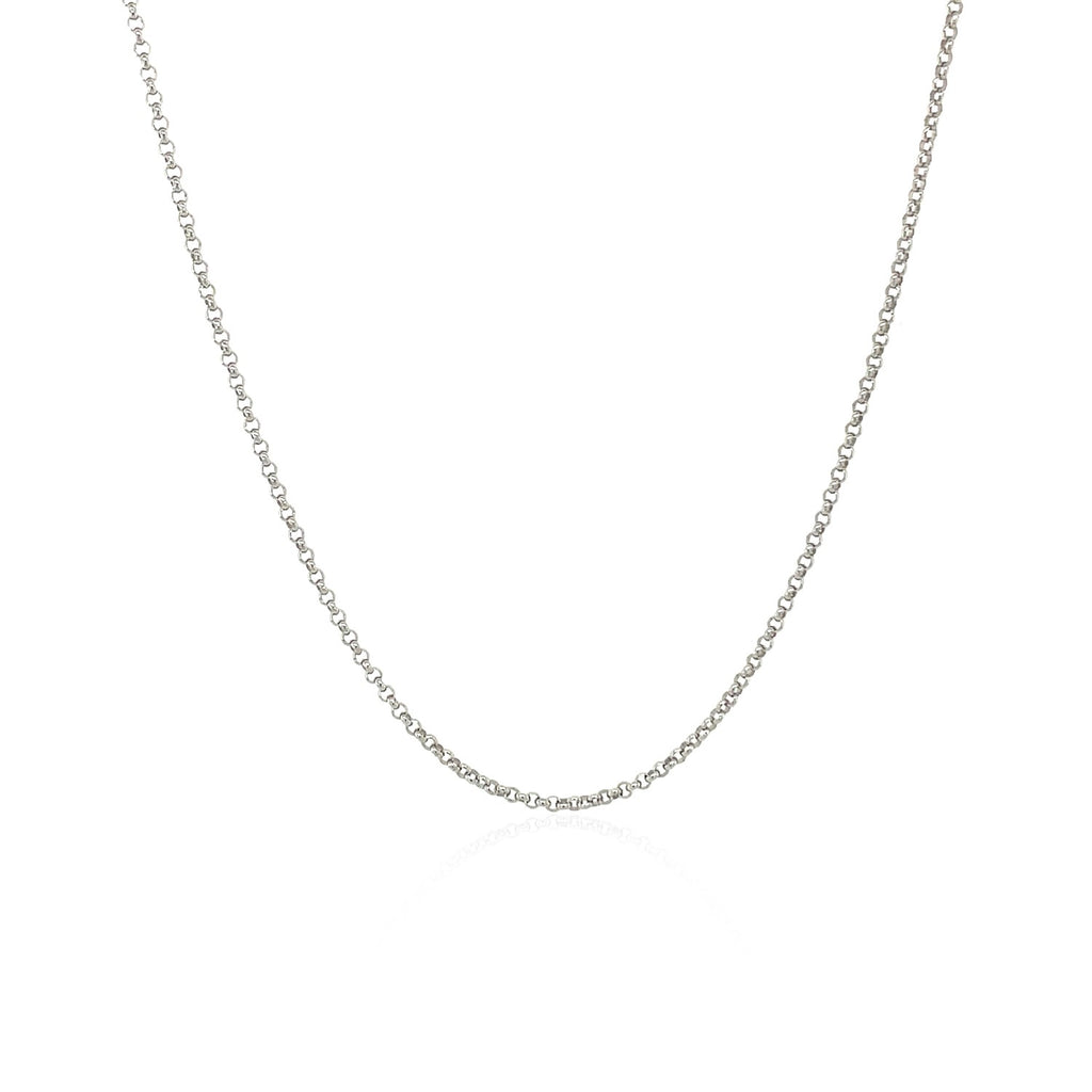 14K White Gold Diamond Cut Rolo Chain – 1.10mm, Solid Gold