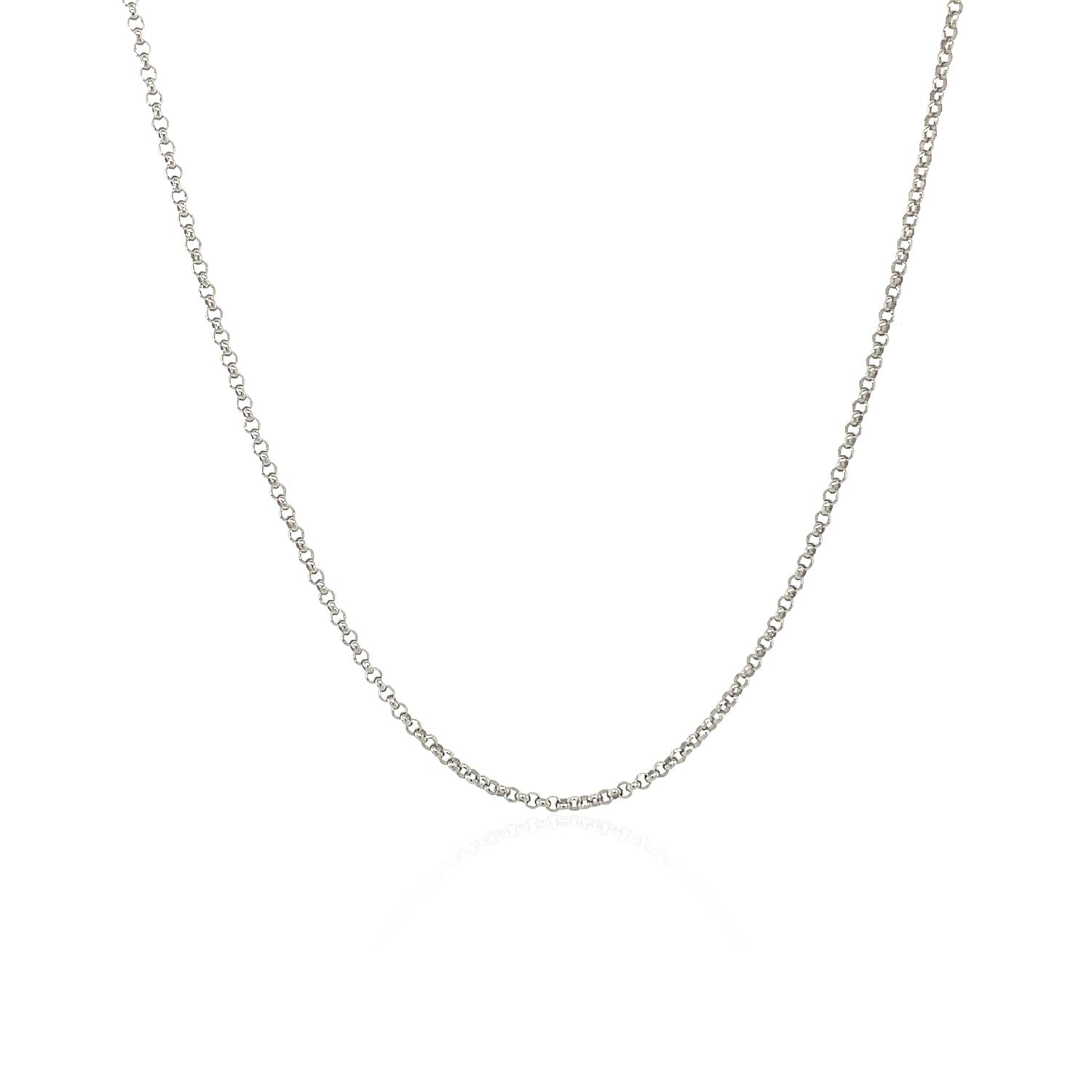 14K White Gold Diamond Cut Rolo Chain – 1.10mm, Solid Gold