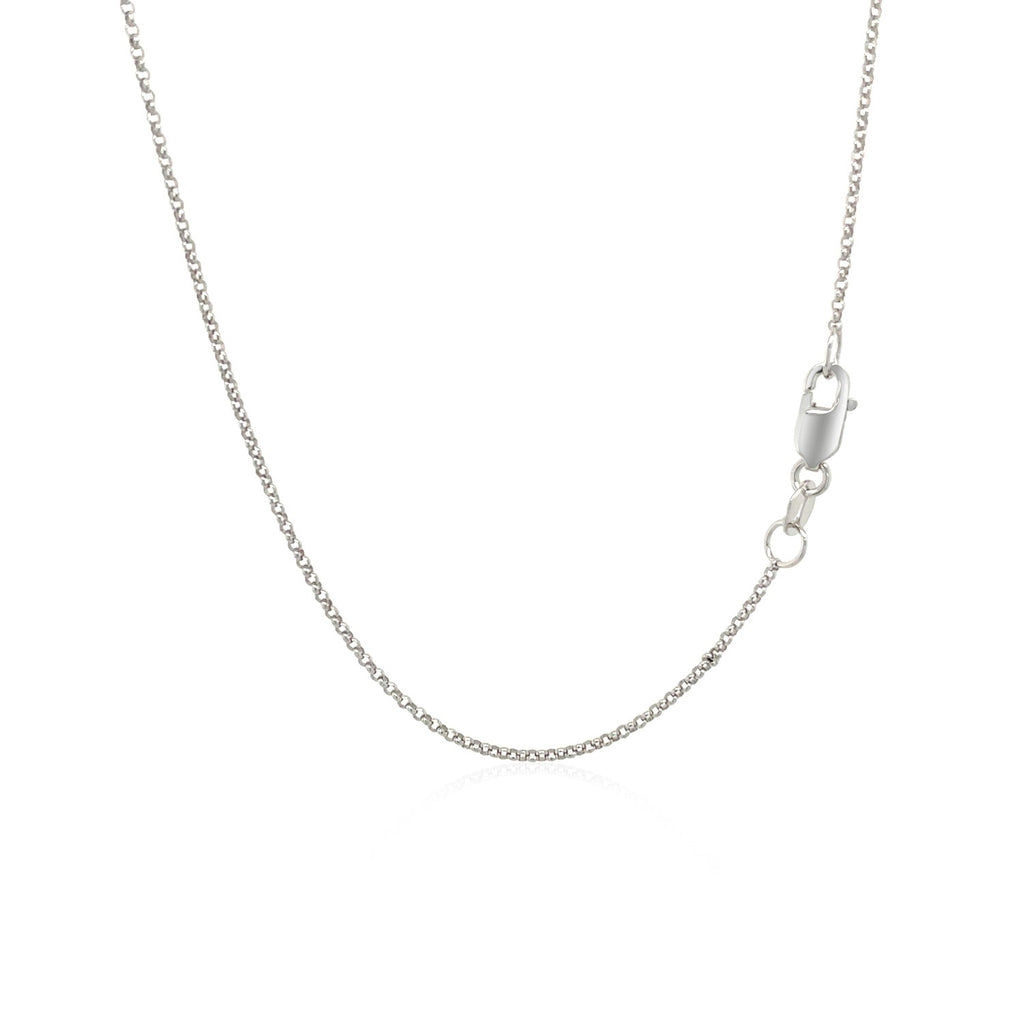 14K White Gold Diamond Cut Rolo Chain – 1.10mm, Solid Gold