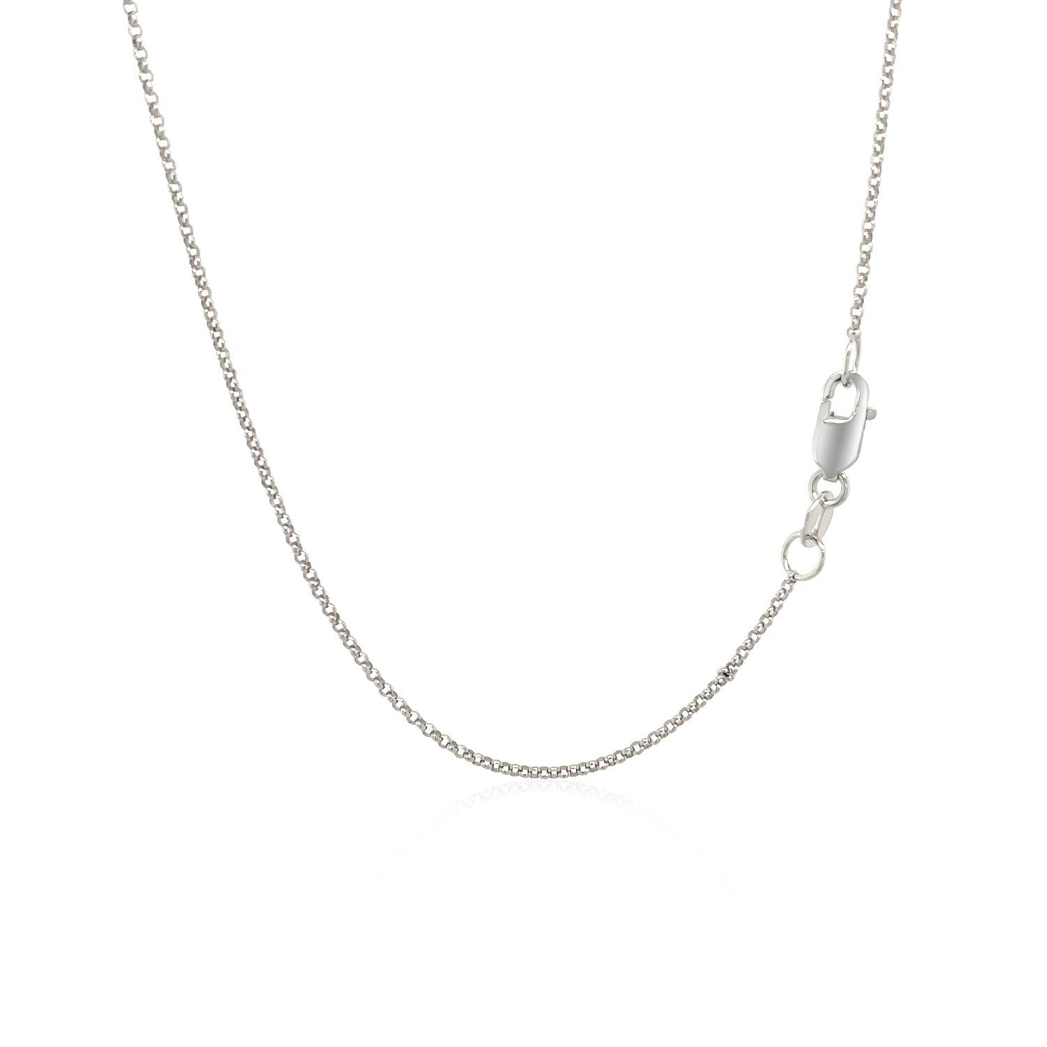 14K White Gold Diamond Cut Rolo Chain – 1.10mm, Solid Gold