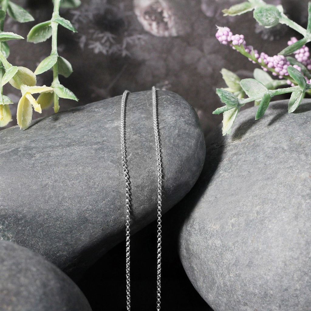 14K White Gold Diamond Cut Rolo Chain – 1.10mm, Solid Gold