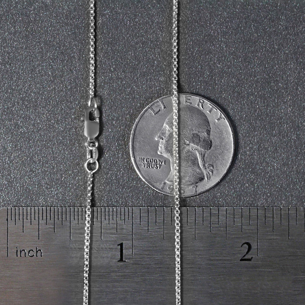 14K White Gold Diamond Cut Rolo Chain – 1.10mm, Solid Gold