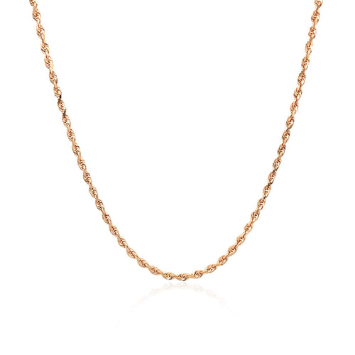 14K Rose Gold Solid Diamond Cut Rope Chain (1.60mm)