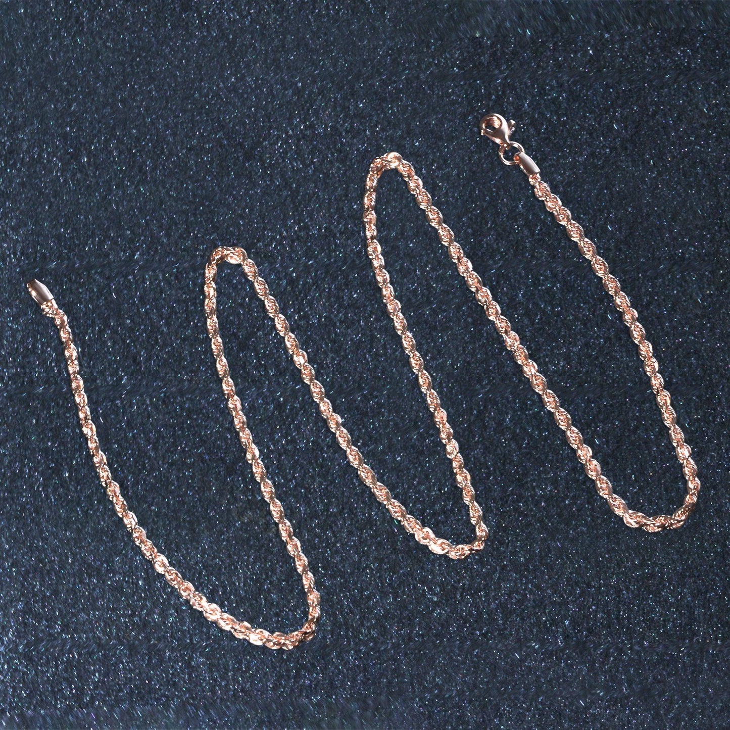 14K Rose Gold Solid Diamond Cut Rope Chain (1.60mm)