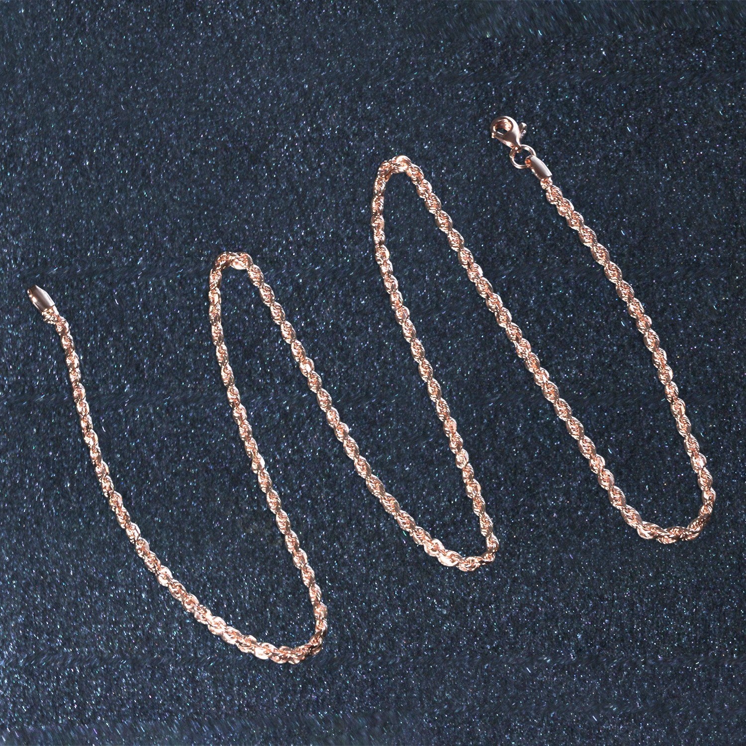 14K Rose Gold Solid Diamond Cut Rope Chain (1.60mm)