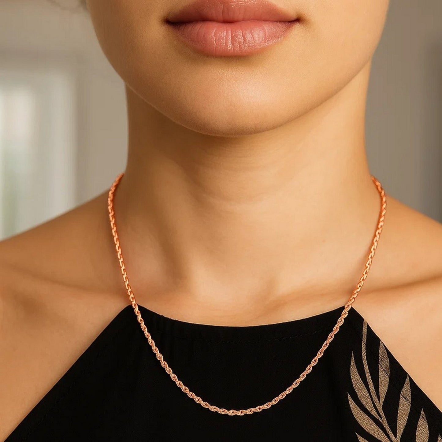 14K Rose Gold Solid Diamond Cut Rope Chain (1.60mm)