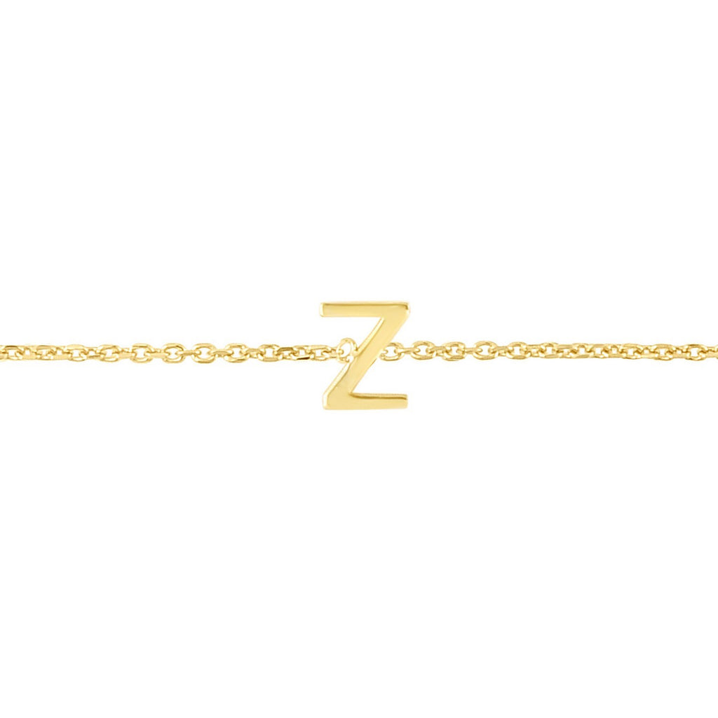14K Yellow Gold Women's Mini Initial Z Bracelet – 7 Inches – 14K Gold
