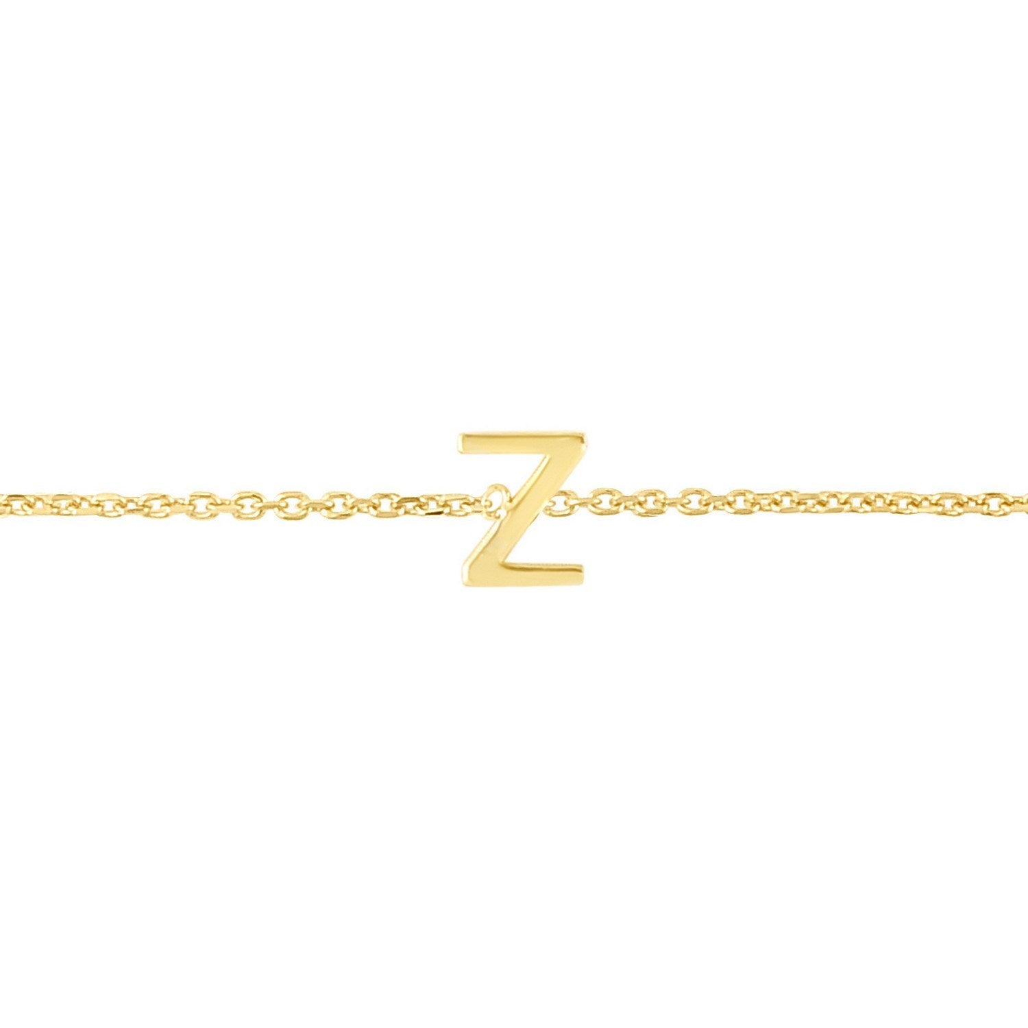 14K Yellow Gold Women's Mini Initial Z Bracelet – 7 Inches – 14K Gold