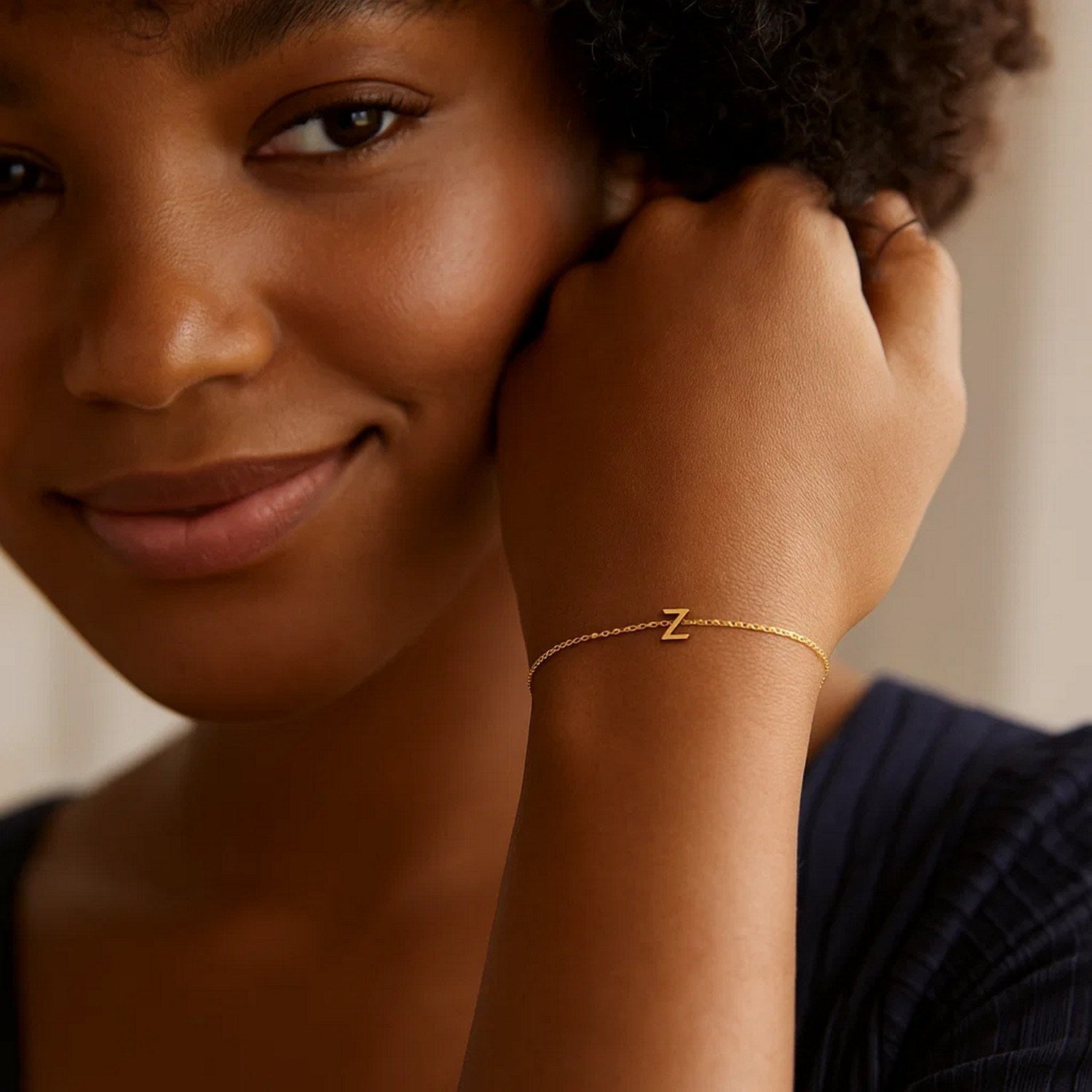 14K Yellow Gold Women's Mini Initial Z Bracelet – 7 Inches – 14K Gold