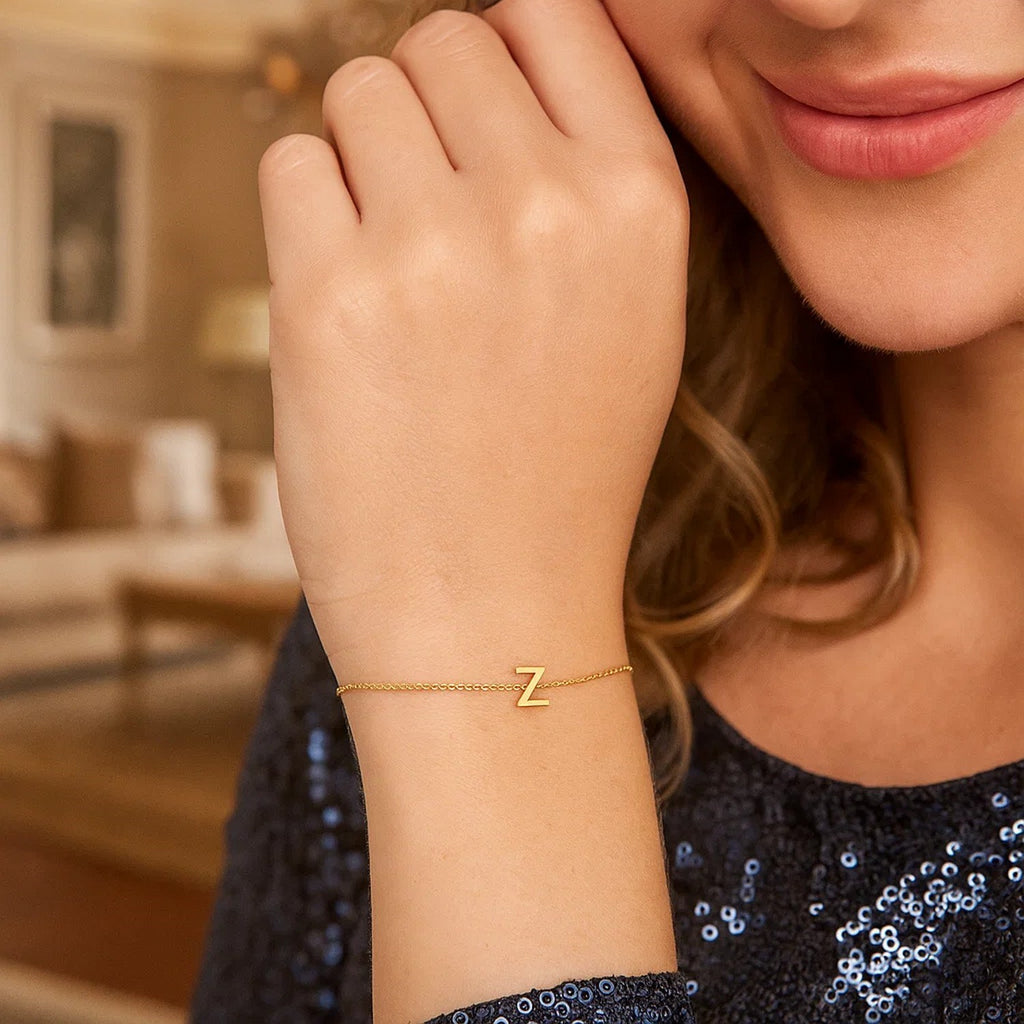 14K Yellow Gold Women's Mini Initial Z Bracelet – 7 Inches – 14K Gold