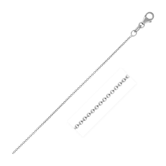14K White Gold Round Cable Link Chain Necklace (1.10 mm)