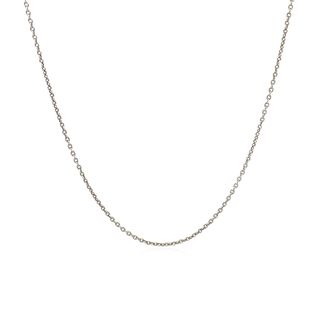 14K White Gold Round Cable Link Chain Necklace (1.10 mm)
