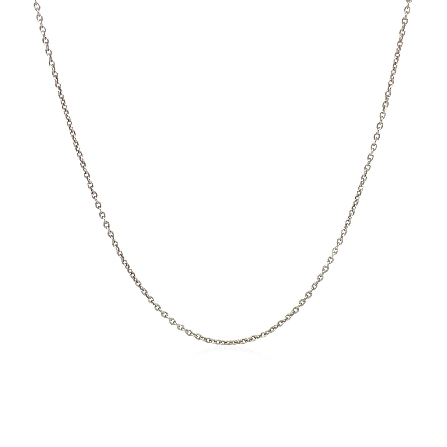 14K White Gold Round Cable Link Chain Necklace (1.10 mm)