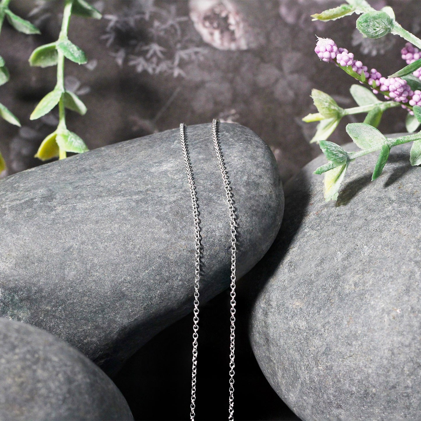 14K White Gold Round Cable Link Chain Necklace (1.10 mm)