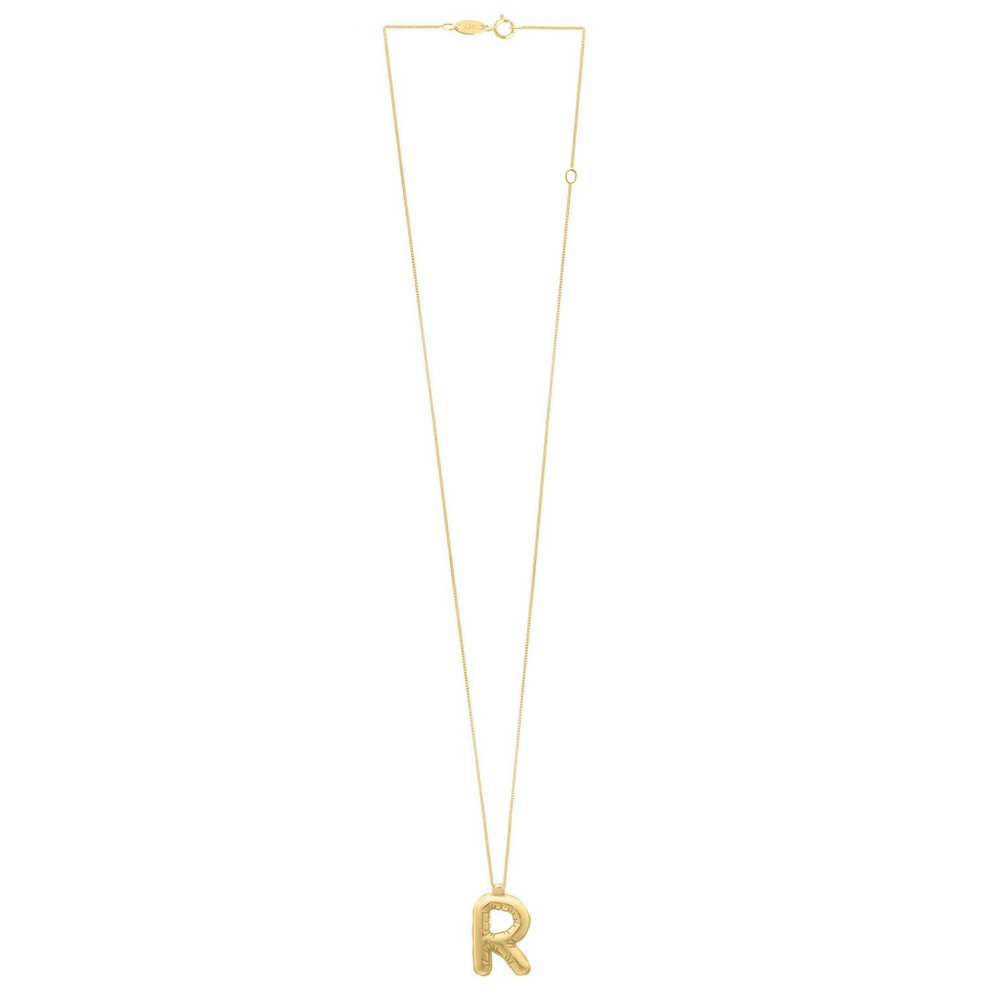 14K Yellow Gold Helium Initial R Pendant