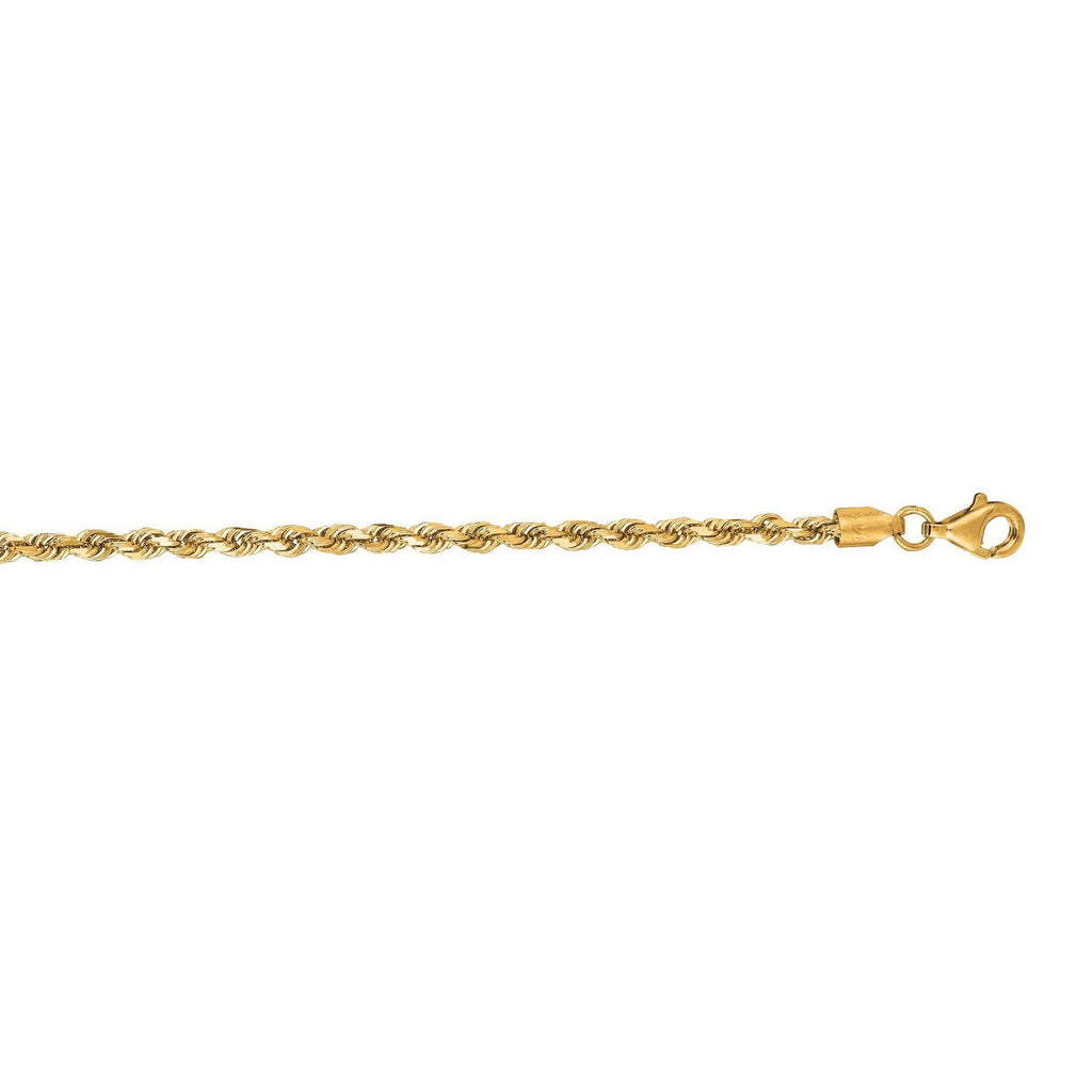 10K Yellow Gold Solid Diamond Cut Rope Bracelet (2.75mm)