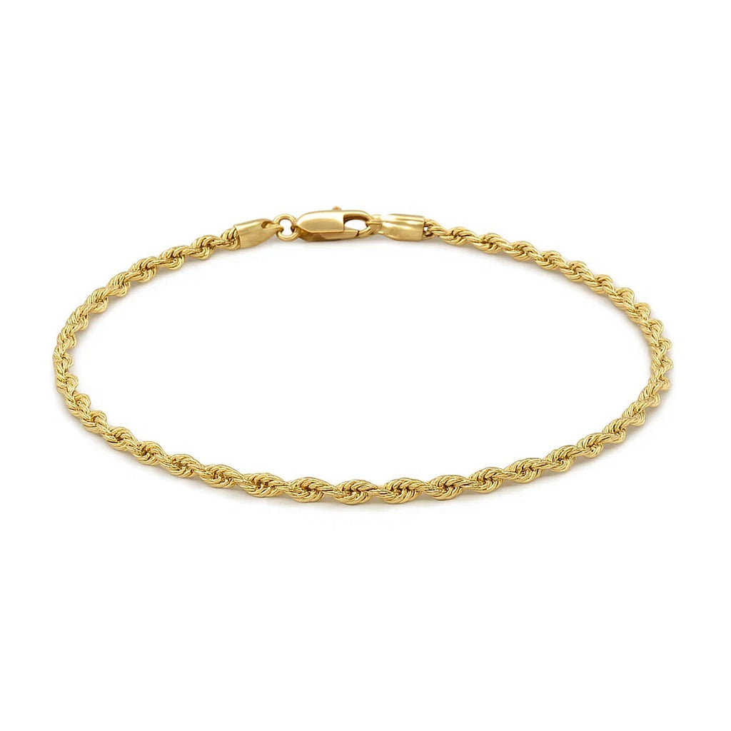 10K Yellow Gold Solid Diamond Cut Rope Bracelet (2.75mm)