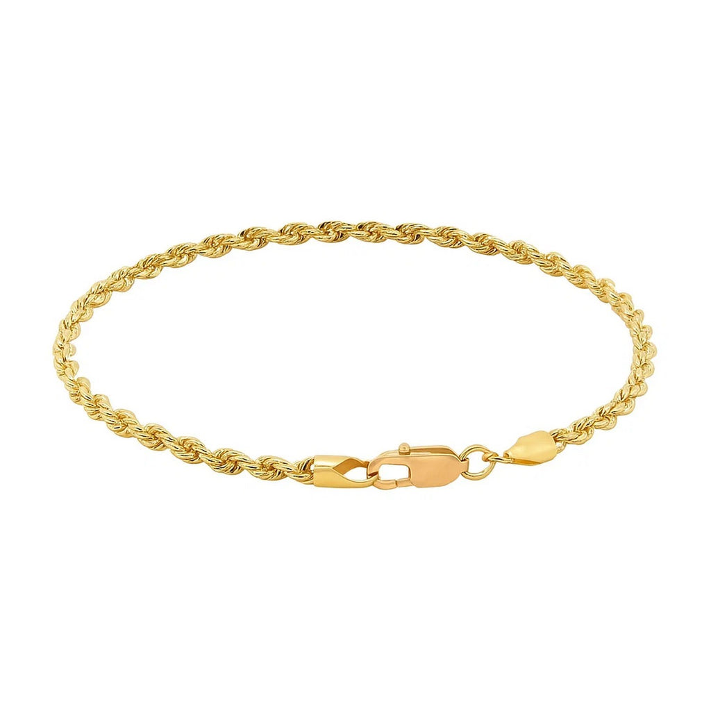 10K Yellow Gold Solid Diamond Cut Rope Bracelet (2.75mm)