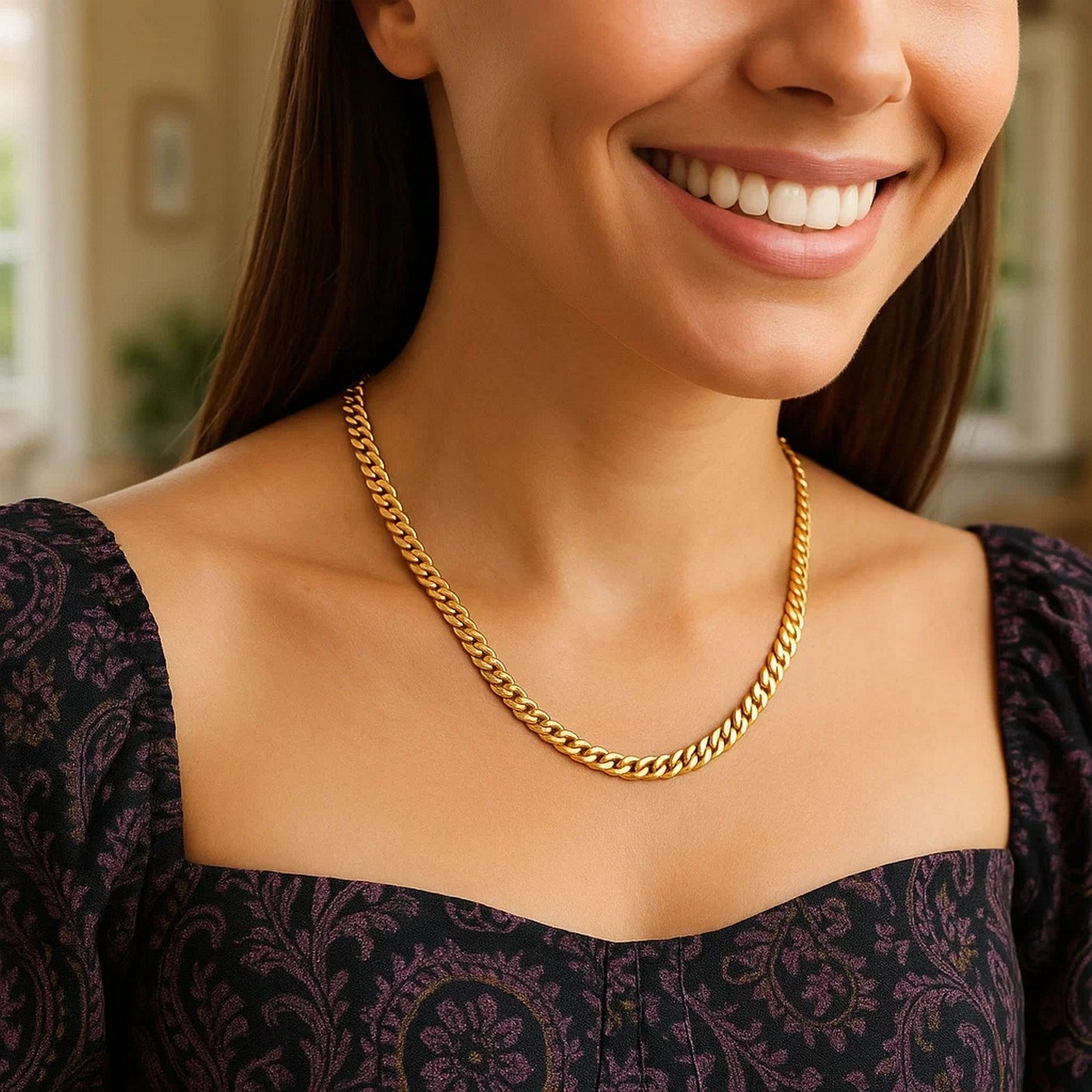 14K Yellow Gold Semi Solid Miami Cuban Chain Necklace (4.50mm) – True Pure Gold