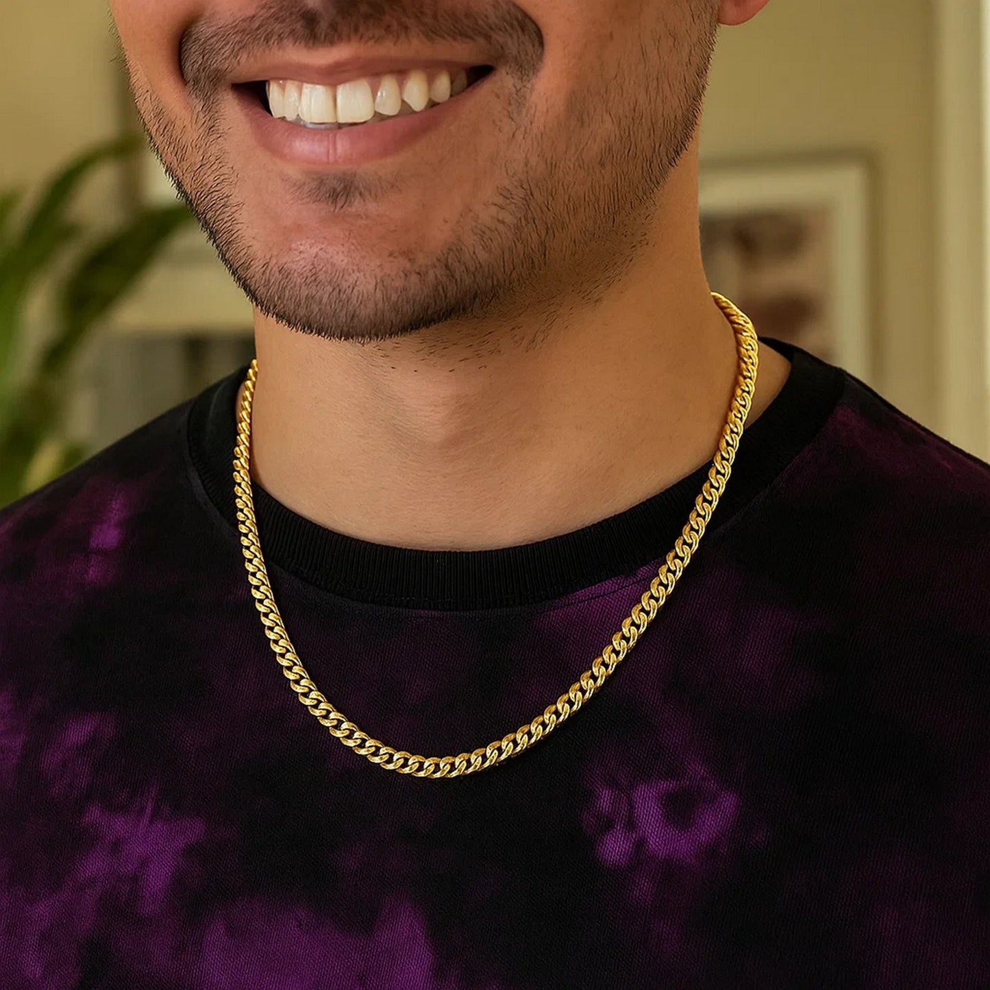 14K Yellow Gold Semi Solid Miami Cuban Chain Necklace (4.50mm) – True Pure Gold