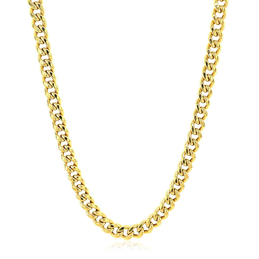 14K Yellow Gold Semi Solid Miami Cuban Chain Necklace (4.50mm) – True Pure Gold