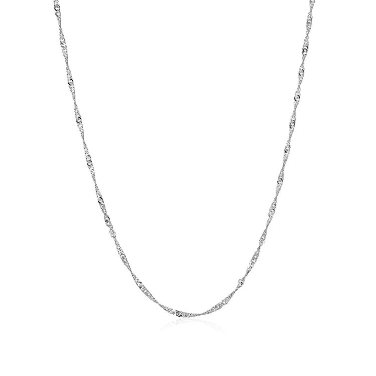 10K White Gold Singapore Chain 1.50mm | Solid Gold, Lobster Clasp