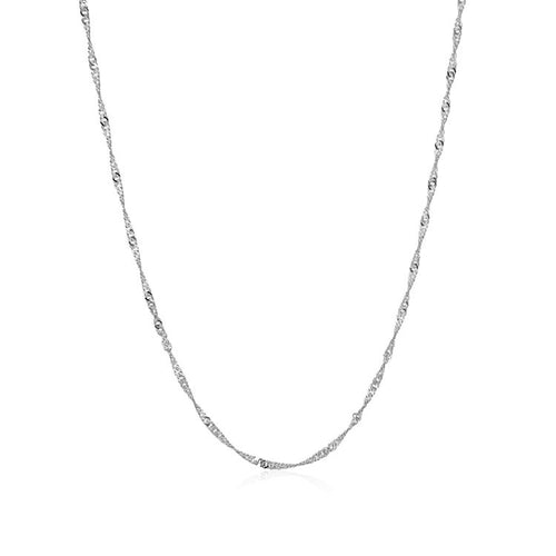 10K White Gold Singapore Chain 1.50mm | Solid Gold, Lobster Clasp