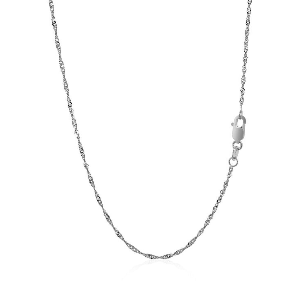 10K White Gold Singapore Chain 1.50mm | Solid Gold, Lobster Clasp