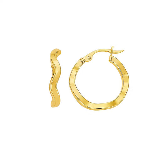 14K Yellow Gold Twist Hoop Earrings